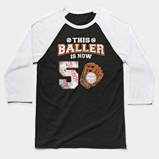 This Baller Is Now 5 Year Old 5Th Birthday Baseball Boy Baseball T-Shirt